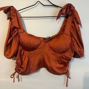 Satin Tie Shoulder Bustier Top